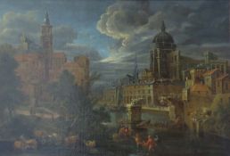 Daniel VAN HEIL (1606 - 1662). Ansicht einer Stadt.59 cm x 84 cm. Gemälde, Öl auf Leinwand
