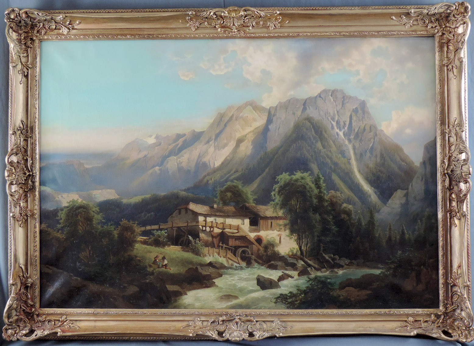 Josef THOMA (1828 - 1899). Mühle in den Alpen, 1862.90 cm x 133 cm. Gemälde, Öl auf Leinwand. Rechts - Image 2 of 9