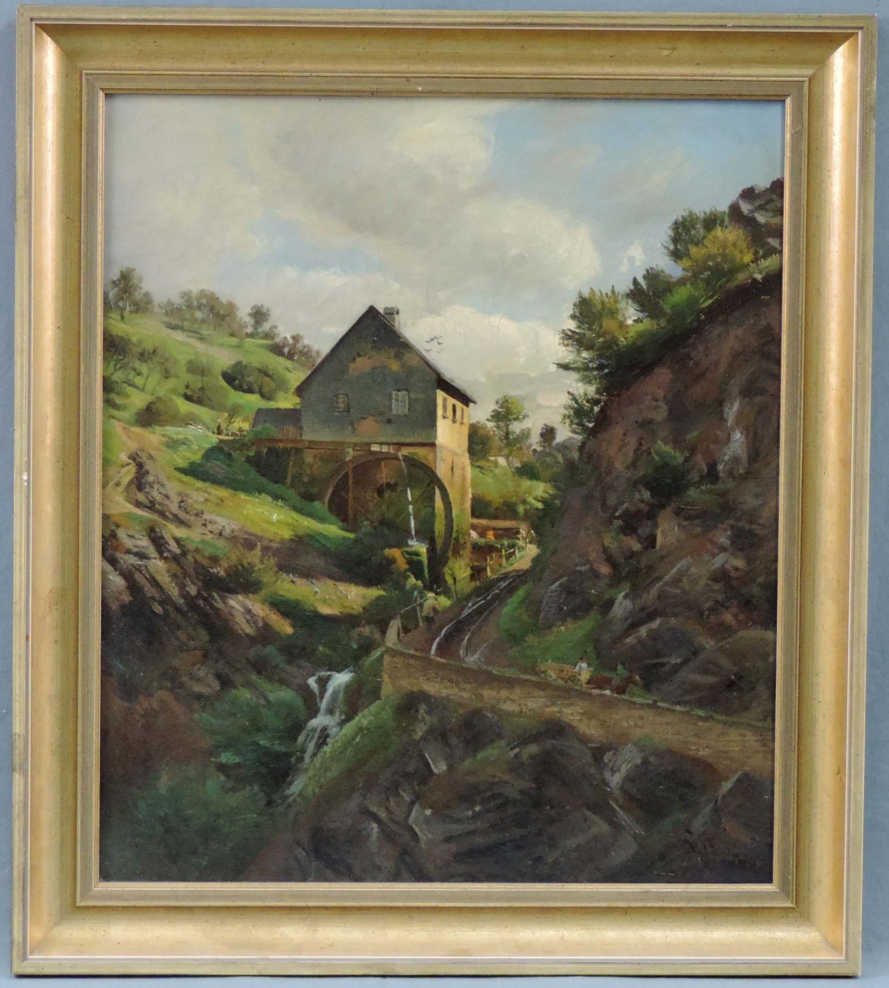 Wilhelm JETT (1846 -?). Mühle im Gebirge, 1883.49 cm x 42 cm. Gemälde, Öl auf Leinwand. Rechts unten - Image 6 of 6