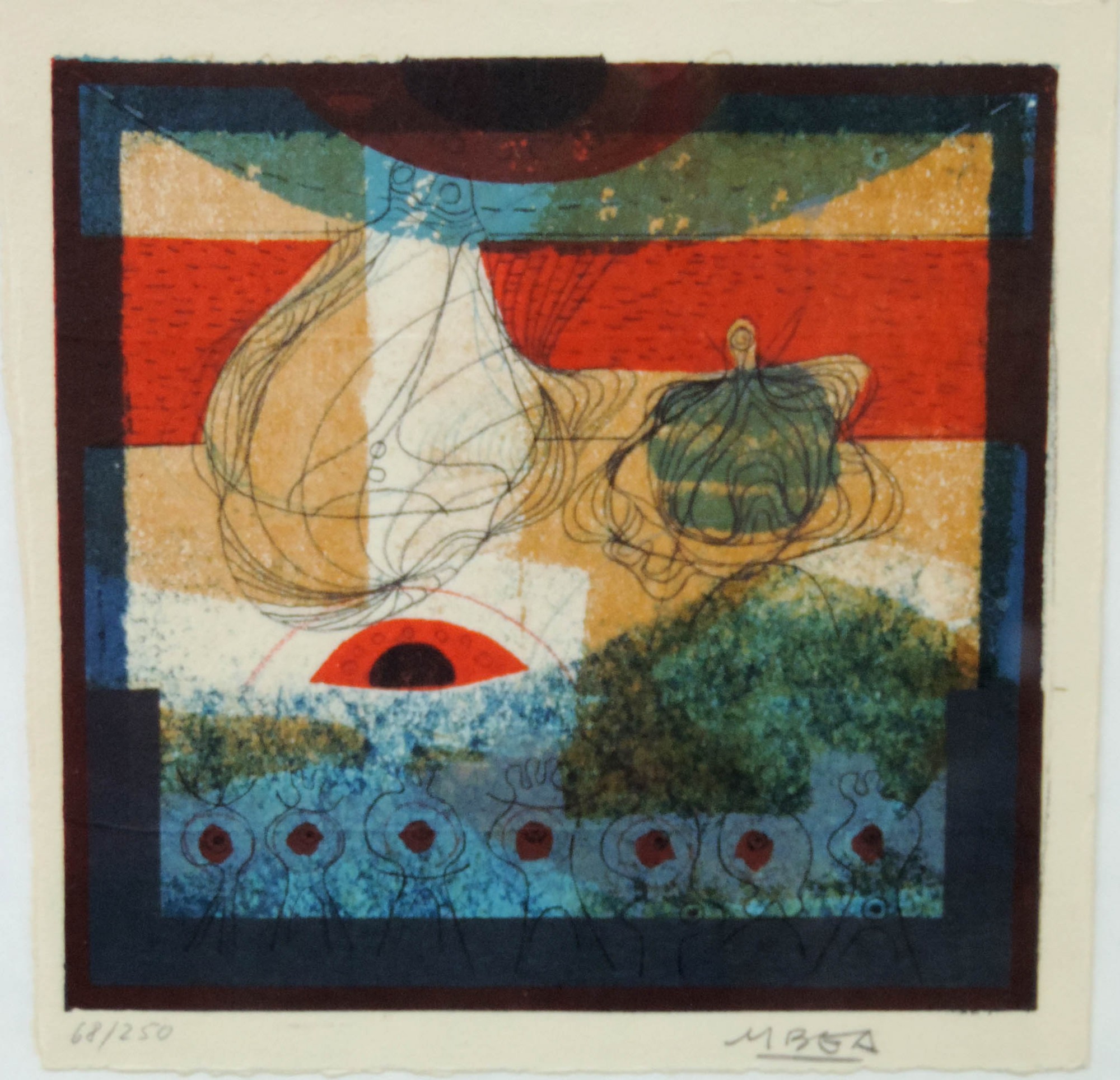 Manolo BEA (1929- ?). Abstrakte Komposition.20 cm x 18,5 cm. Lithographie. Signiert.Manolo BEA ( - Bild 2 aus 4