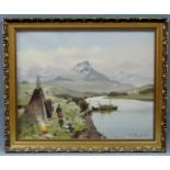 Vilhelm ENGSTRÖM (1830 - 1877). Lappland mit Tipi und Kanu.37 cm x 46 cm. Gemälde, Öl auf