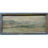 Carlo Leone GALLO (1875 - 1960). Landschaft mit Kapelle.33 cm x 76 cm. Gemälde, Öl auf Leinwand.