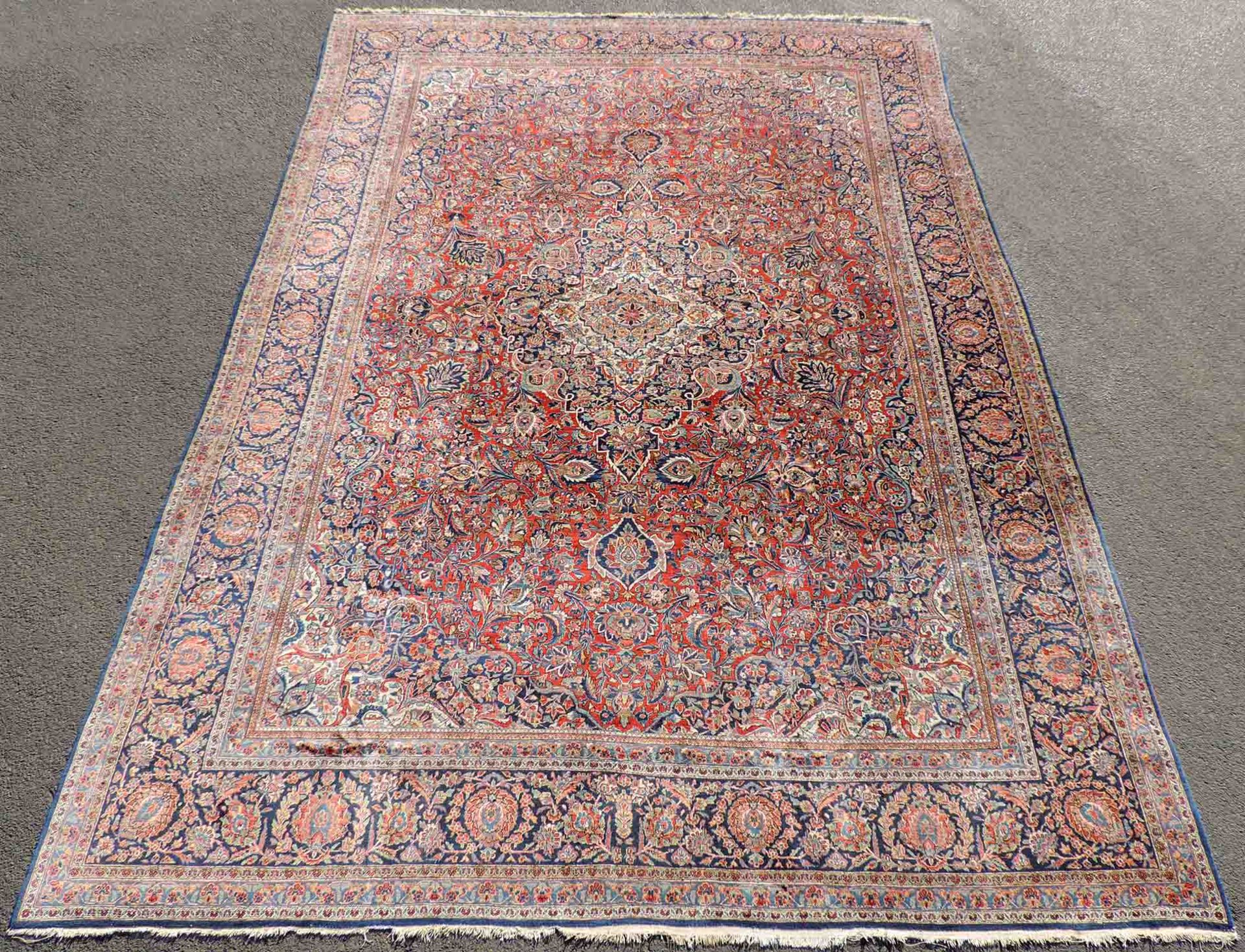 Keschan Teppich. Korkwolle, sehr fein. Iran, alt, um 1930. 412 cm x 288 cm. Handgeknüpft.