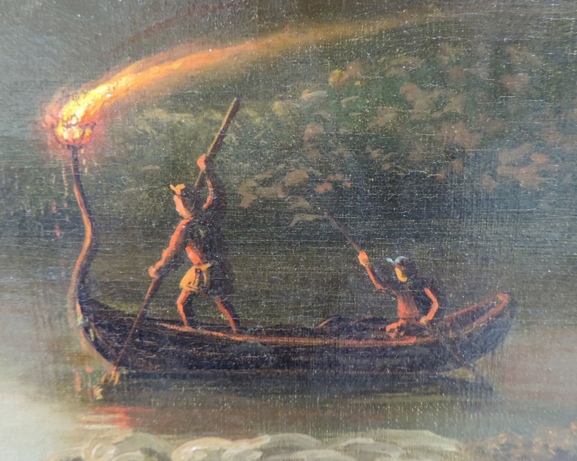 B. KREUTZER (XIX). Nächtliche Bootsfahrt.47 cm x 66 cm. Gemälde, Öl auf Leinwand. Unten rechts - Bild 5 aus 7