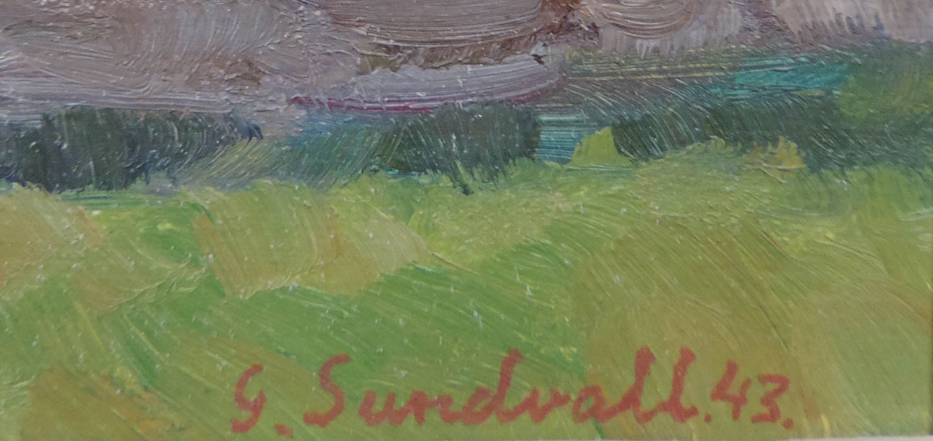 Gösta SUNDVALL (1900 - 1957). Landschaft mit Windmühle, 1943.38 cm x 46 cm. Gemälde, Öl auf - Bild 4 aus 5