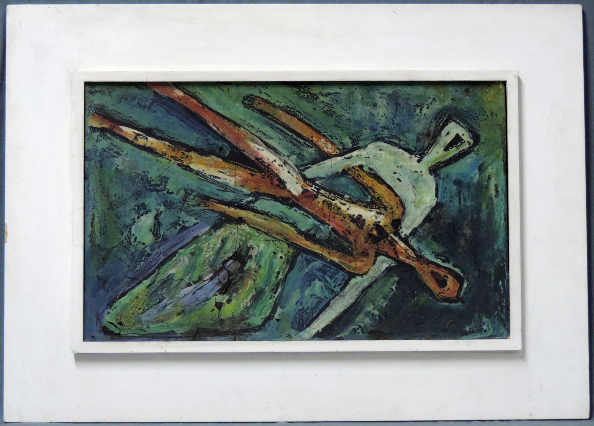 Arnold D'ALTRI (1904 - 1980). Komposition mit 2 Figuren.40 cm x 65 cm. Gemälde, Öl auf Tafel. Rechts - Image 2 of 9