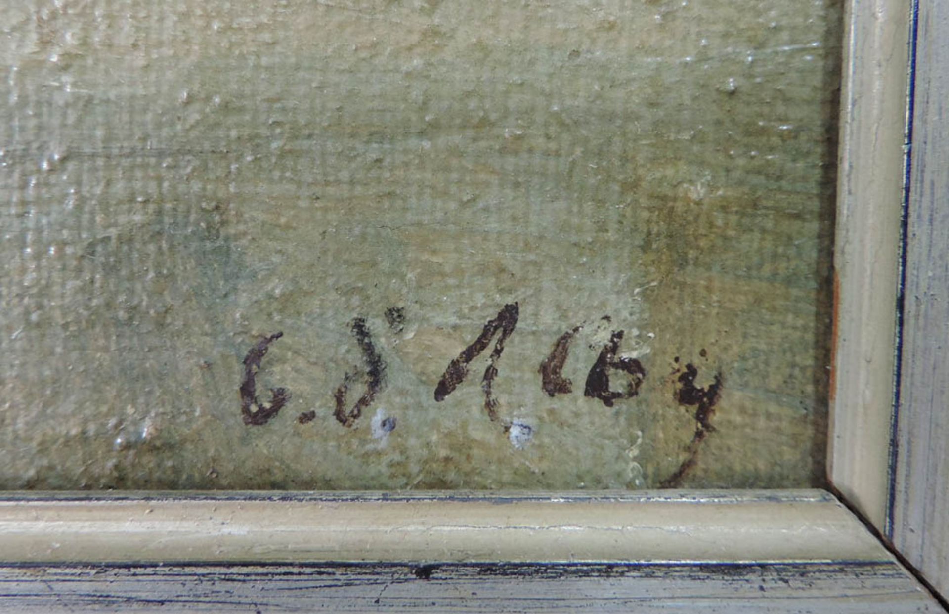 C. J. ALBY (XIX). Stillleben mit Krug, Trauben und Äpfeln.53 cm x 73 cm. Gemälde, Öl auf Leinwand. - Image 4 of 7
