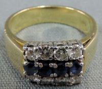 Damenring besetzt mit 8 Diamanten und 4 kleinen Saphiren.1,9 cm Innendurchmesser. Gepunzt 750.