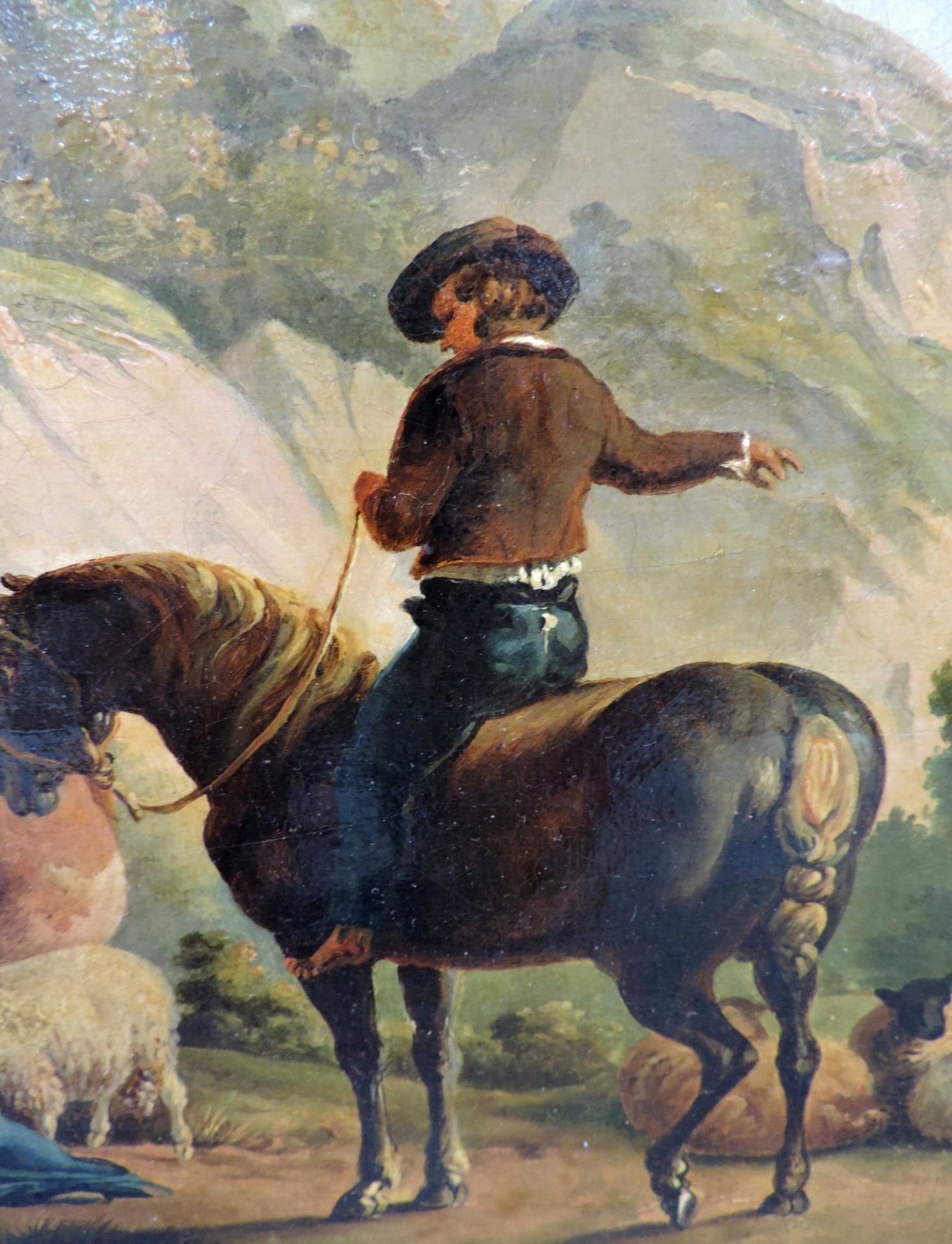 Niederländische Schule (XIX). Hirtin im Gespräch mit einem Reiter  1827.49 cm x 60 cm. Gemälde, Öl - Bild 4 aus 6