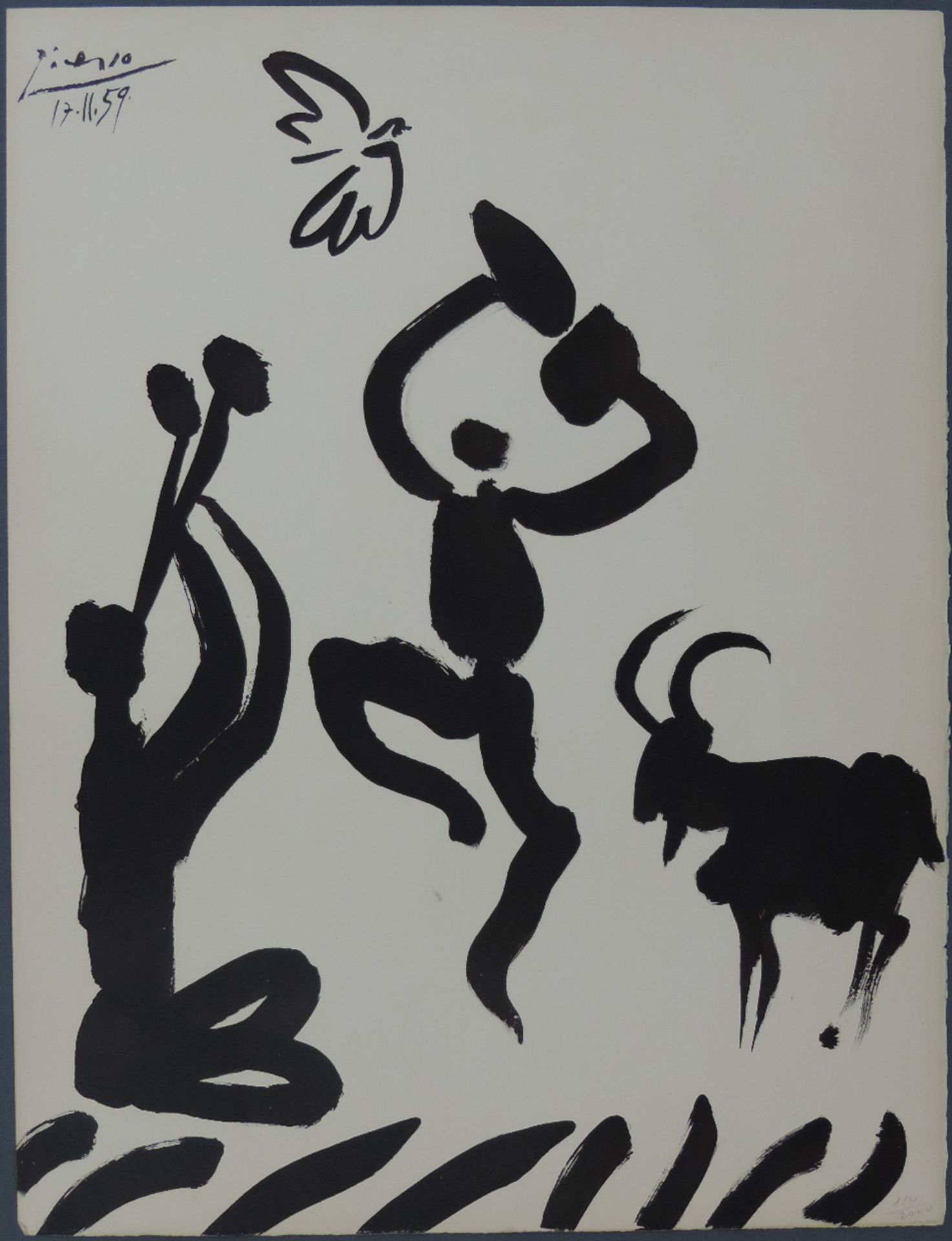 Pablo PICASSO (1881 - 1973). La Danse du Berger, 1959. Der Tanz des Schäfers.66,7 x 50,3 cm; (26,2 x