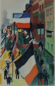 Raoul DUFY (1877 - 1953). Rue décorée pour le quatorze juillet. (19)07.56 cm x 35,5 cm Abbildung.