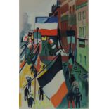 Raoul DUFY (1877 - 1953). Rue décorée pour le quatorze juillet. (19)07.56 cm x 35,5 cm Abbildung.