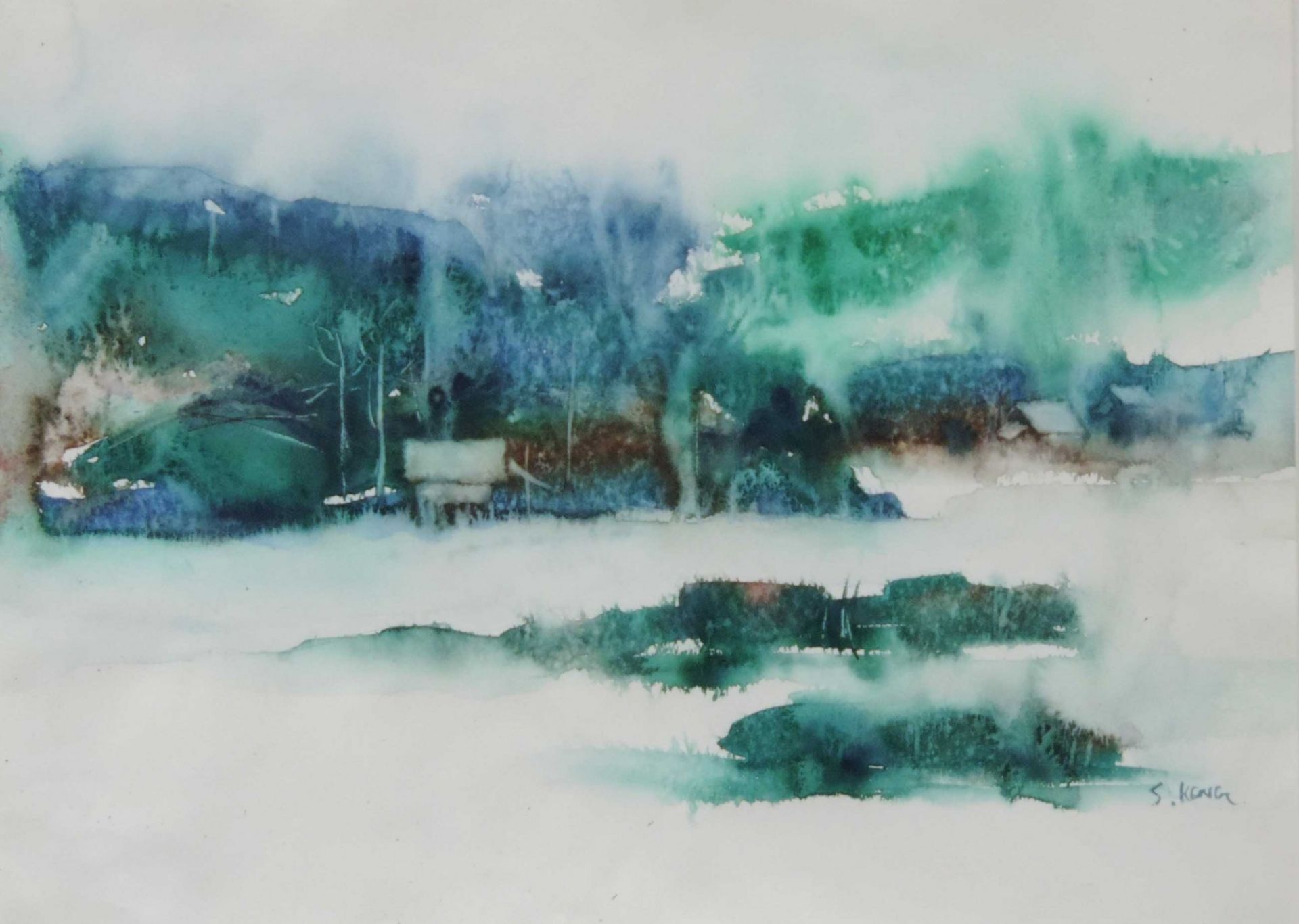 Chuah SEOW KENG (1945 -). Dorf am Wasser.27 cm x 37 cm das Blatt. Aquarell. Rechts unten signiert. - Bild 2 aus 5