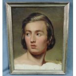 Paul DELAROCHE (1797 - 1856) Umkreis. Portrait "Paris 1847".39 cm x 31 cm. Gemälde, Öl auf Leinwand.