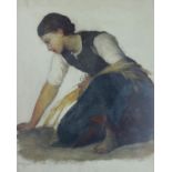 Paul MARTIN (1821 - 1901) zugeschrieben. "Die Magd Anna".37 cm x 29 cm der Ausschnitt. Gemälde,