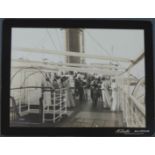 Max Ziesler (XIX). Original Foto. Ankunft des Kaisers auf einem Schiff.20,5 cm x 15 cm das Bild. Auf