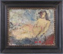 Aron Froimovich BUKH (*1923). Frauenakt.38 cm x 46 cm. Gemälde, Öl auf Platte. Rechts unten