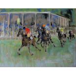 VOCI (XX). Pferderennen, Derby, Galopprennen.50 cm x 65 cm. Pastell. Unten rechts signiert.VOCI (