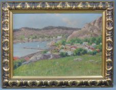 Johannes VON DITTEN (1848 - 1924). Dänischer Küstenort.36,5 cm x 51 cm. Gemälde, Öl auf Leinwand.