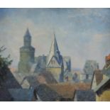 Ernst TOEPFER (1877 - 1955). Idstein im Taunus. Altstadt mit Hexenturm, 193860 cm x 70 cm.