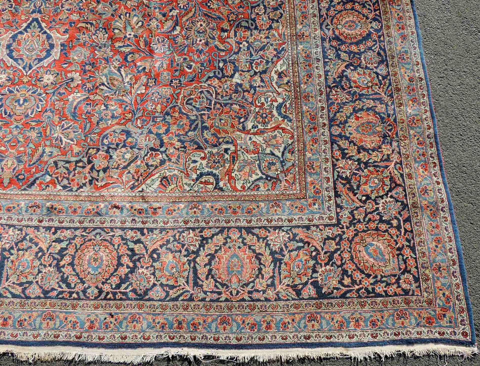 Keschan Teppich. Korkwolle, sehr fein. Iran, alt, um 1930. 412 cm x 288 cm. Handgeknüpft. - Bild 3 aus 9