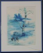 Chuah SEOW KENG (1945 -). Blauer Baum37 cm x 27 cm das Blatt. Aquarell. Rechts unten signiert. Von