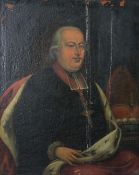 Unbekannt (XVIII). Portrait eines Fürstbischofs.96 cm x 77 cm. Gemälde, Öl auf Leinwand. Rechts