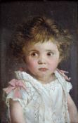 Portrait der Gertrud von Loebell, geboren 13. Januar 1878, gemalt Juli 1879.15 cm x 10 cm.
