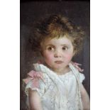 Portrait der Gertrud von Loebell, geboren 13. Januar 1878, gemalt Juli 1879.15 cm x 10 cm.