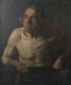 Unbekannt (XIX). Alter Mann, Halbportrait.87 cm x 73 cm. Gemälde, Öl auf Leinwand.Unknown (XIX). Old
