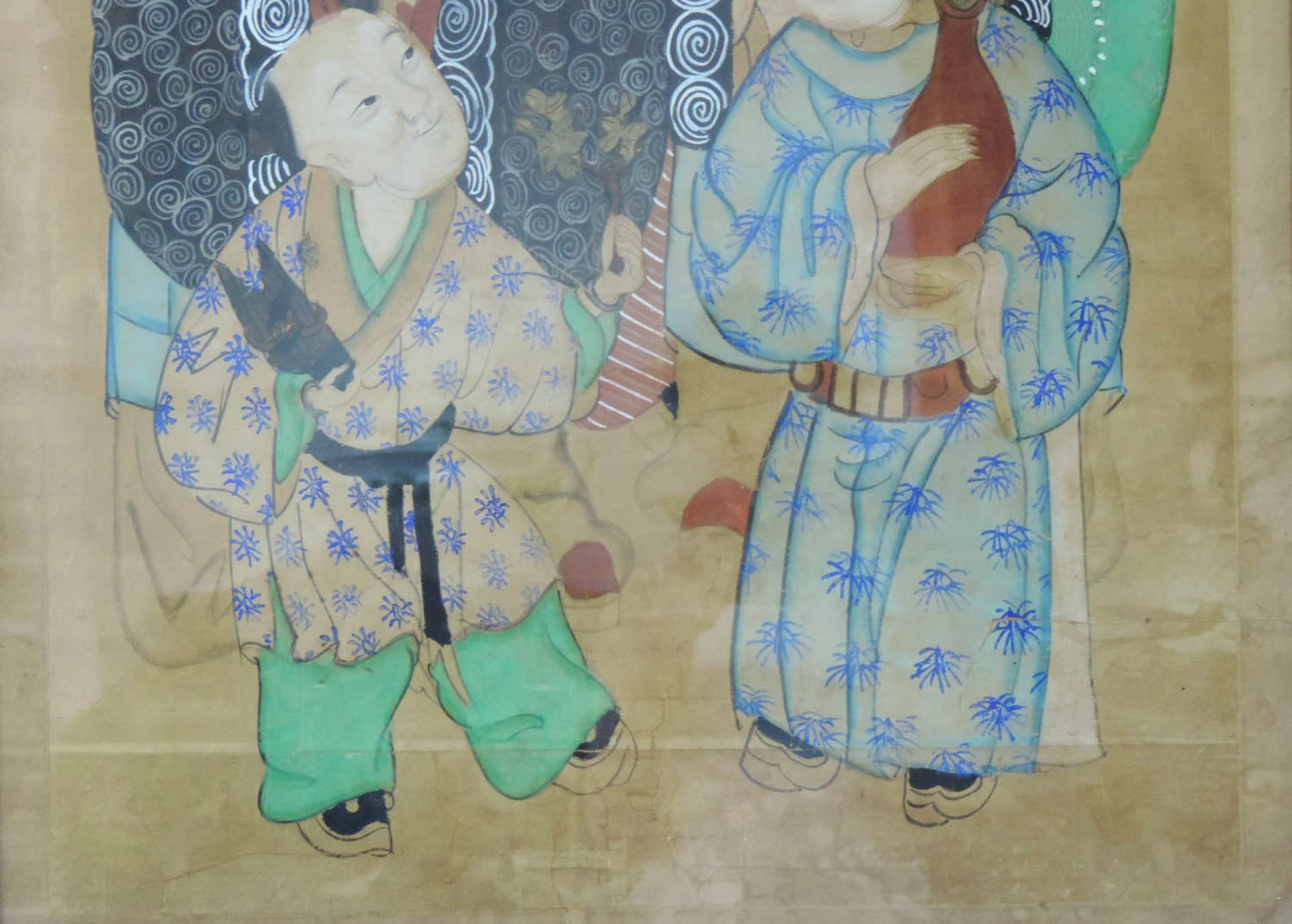Aquarell mit verschiedenen Göttern und historischen Figuren, China/Japan.116 cm x 69 cm. Gemalt, - Bild 6 aus 6