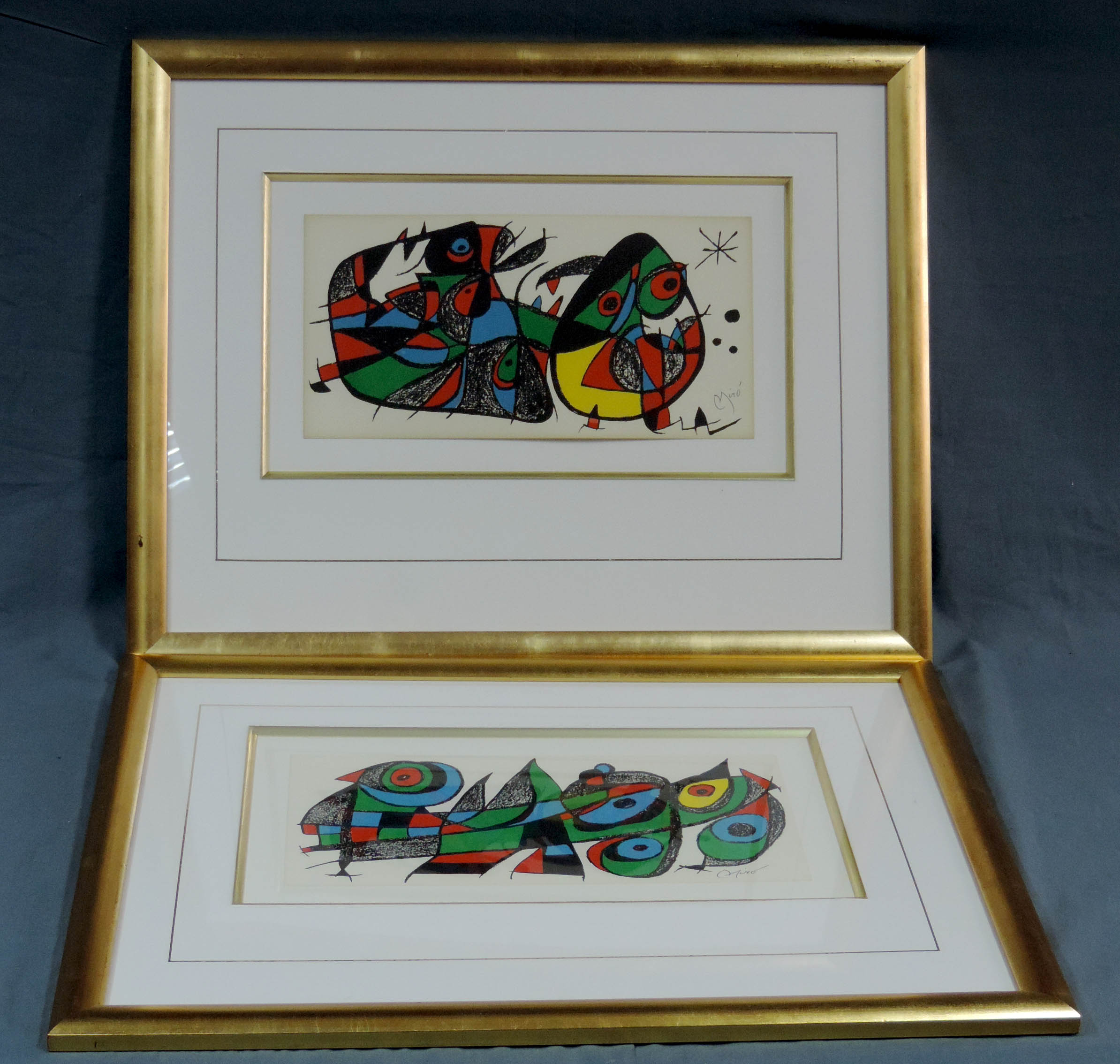 Joan MIRO (1893 - 1983). 2 Lithographien, Querformate.Circa 20 cm x 40 cm.Joan MIRO (1893 - 1983), 2