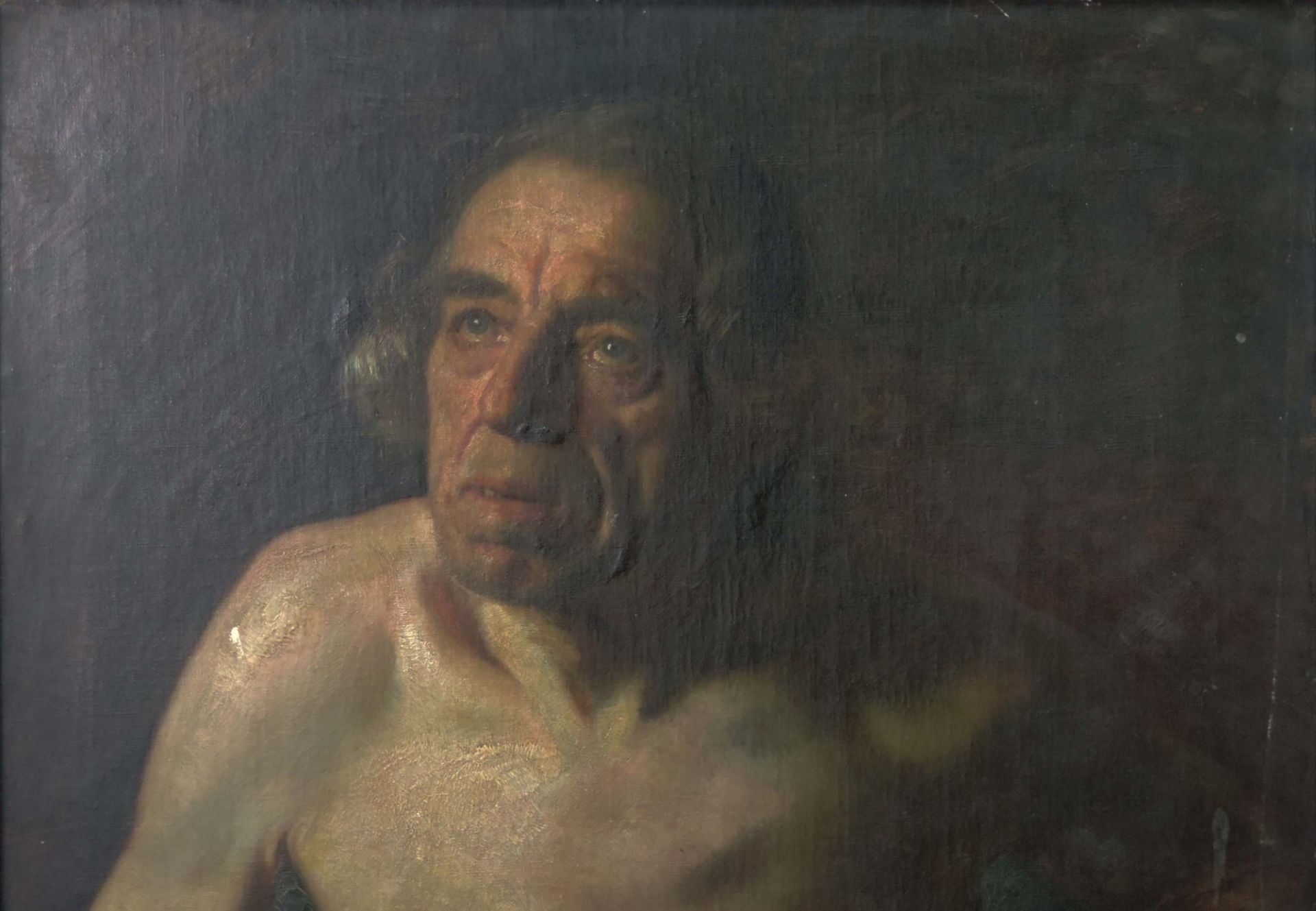 Unbekannt (XIX). Alter Mann, Halbportrait.87 cm x 73 cm. Gemälde, Öl auf Leinwand.Unknown (XIX). Old - Image 2 of 6