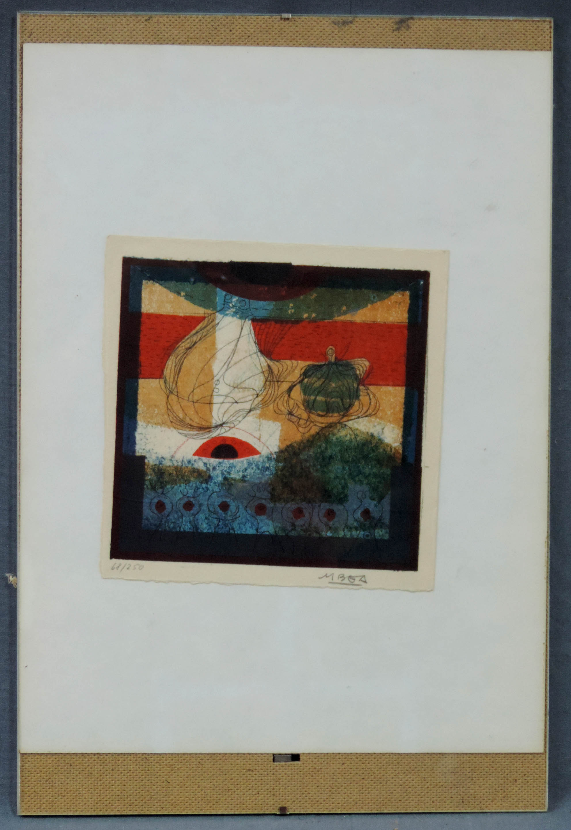 Manolo BEA (1929- ?). Abstrakte Komposition.20 cm x 18,5 cm. Lithographie. Signiert.Manolo BEA (