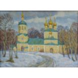 Russland (XX). Kirche der Geburt Christi in Izmailovo bei Moskau, 1989.30 cm x 40 cm. Gemälde, Öl