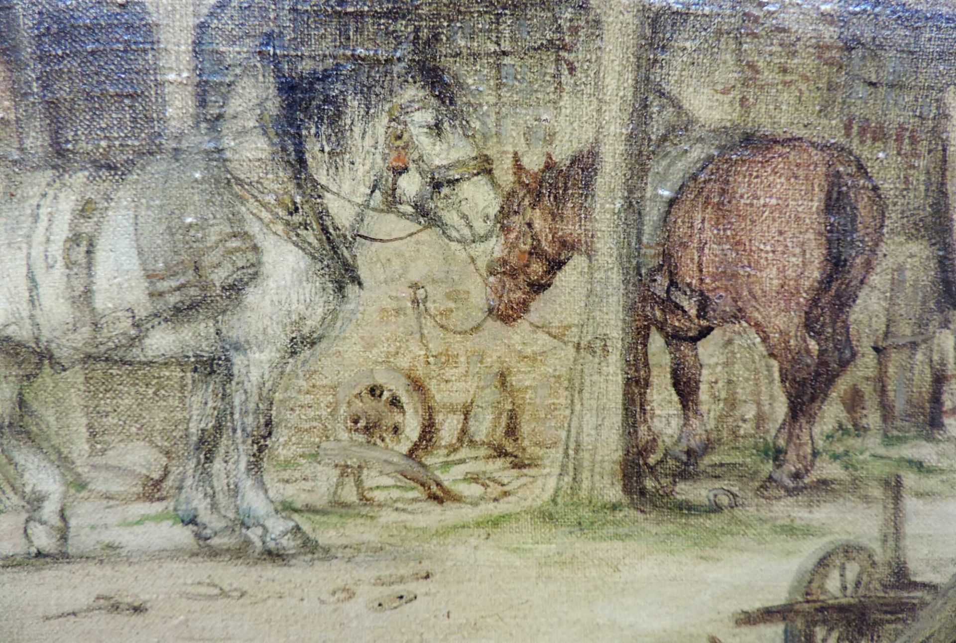 Karl LUCKHARDT (1886 - 1970). 2 Gemälde. Pferde im Stall. Ochsen vor dem Pflug.Je 34,5 cm x 44,5 cm. - Bild 2 aus 10
