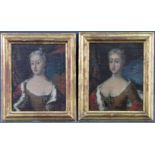 Unbekannter Maler (um 1700). 2 Portraits. Louise zu Mecklenburg und Anna Sophia von Reventlow.27,5