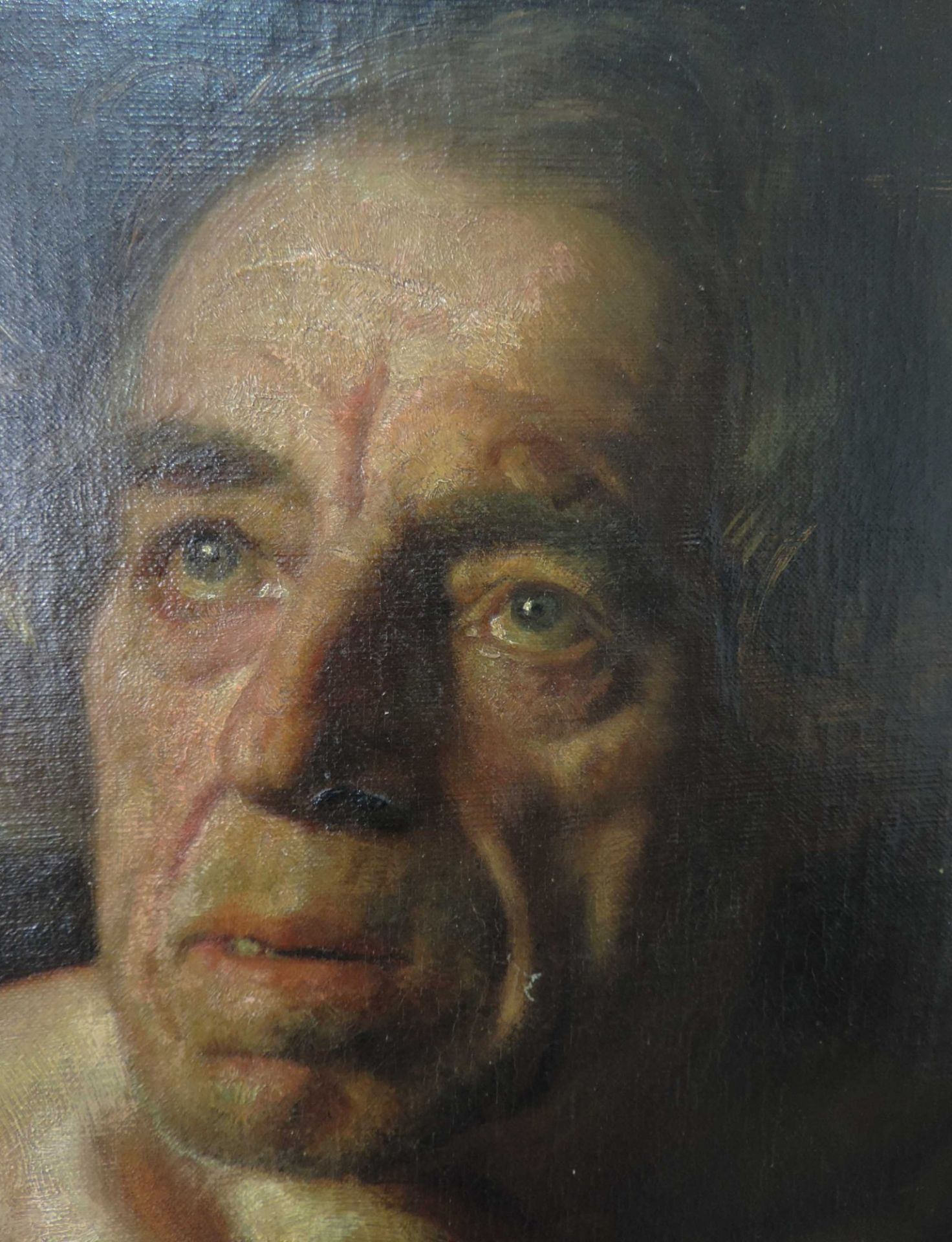 Unbekannt (XIX). Alter Mann, Halbportrait.87 cm x 73 cm. Gemälde, Öl auf Leinwand.Unknown (XIX). Old - Image 4 of 6