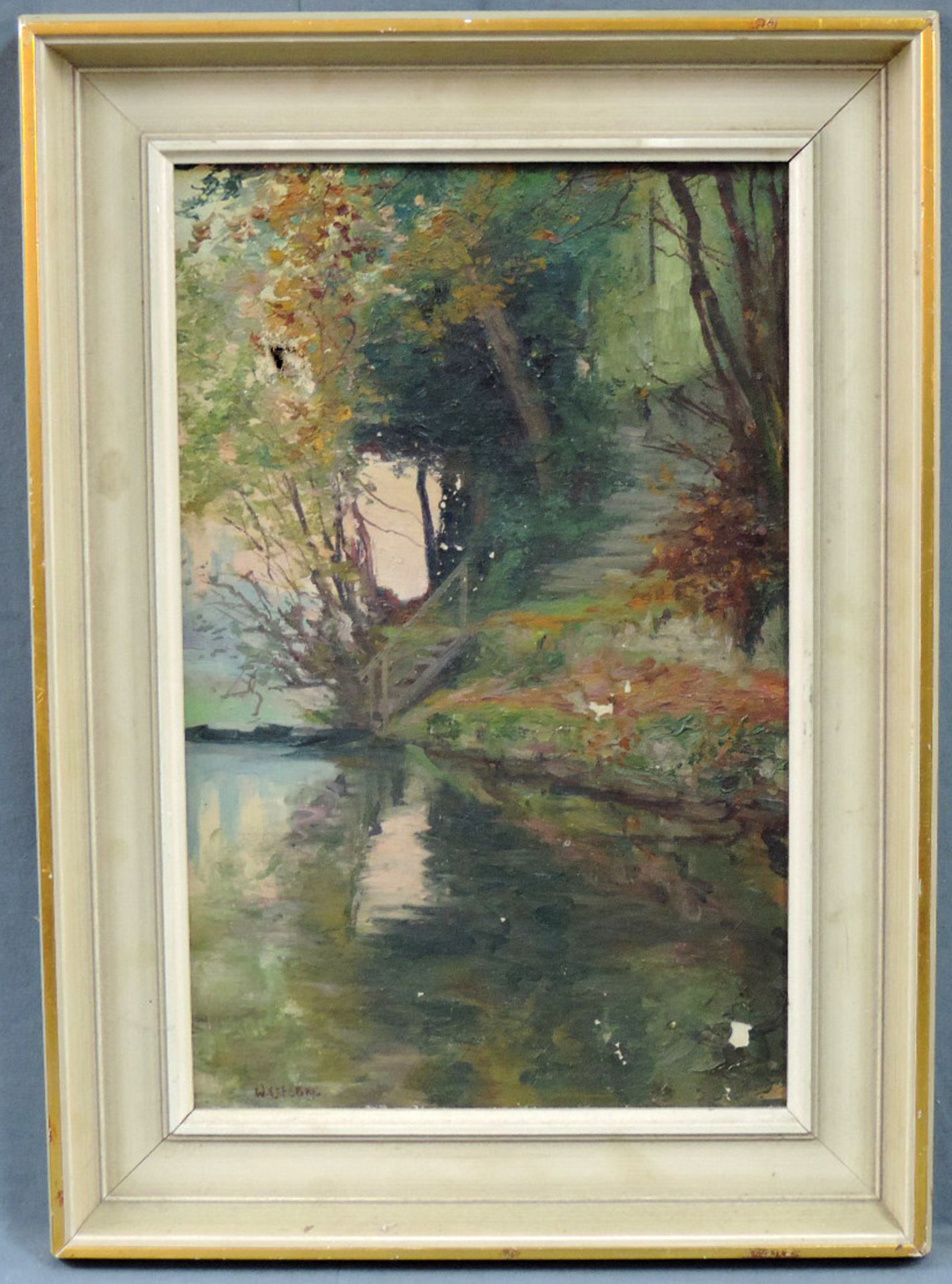 2 Gemälde von Wilhelm LEFEBRE (1873 - 1974). Selbstporträt und Waldweiher.Bis 41 cm x 27 cm. Die - Bild 8 aus 15