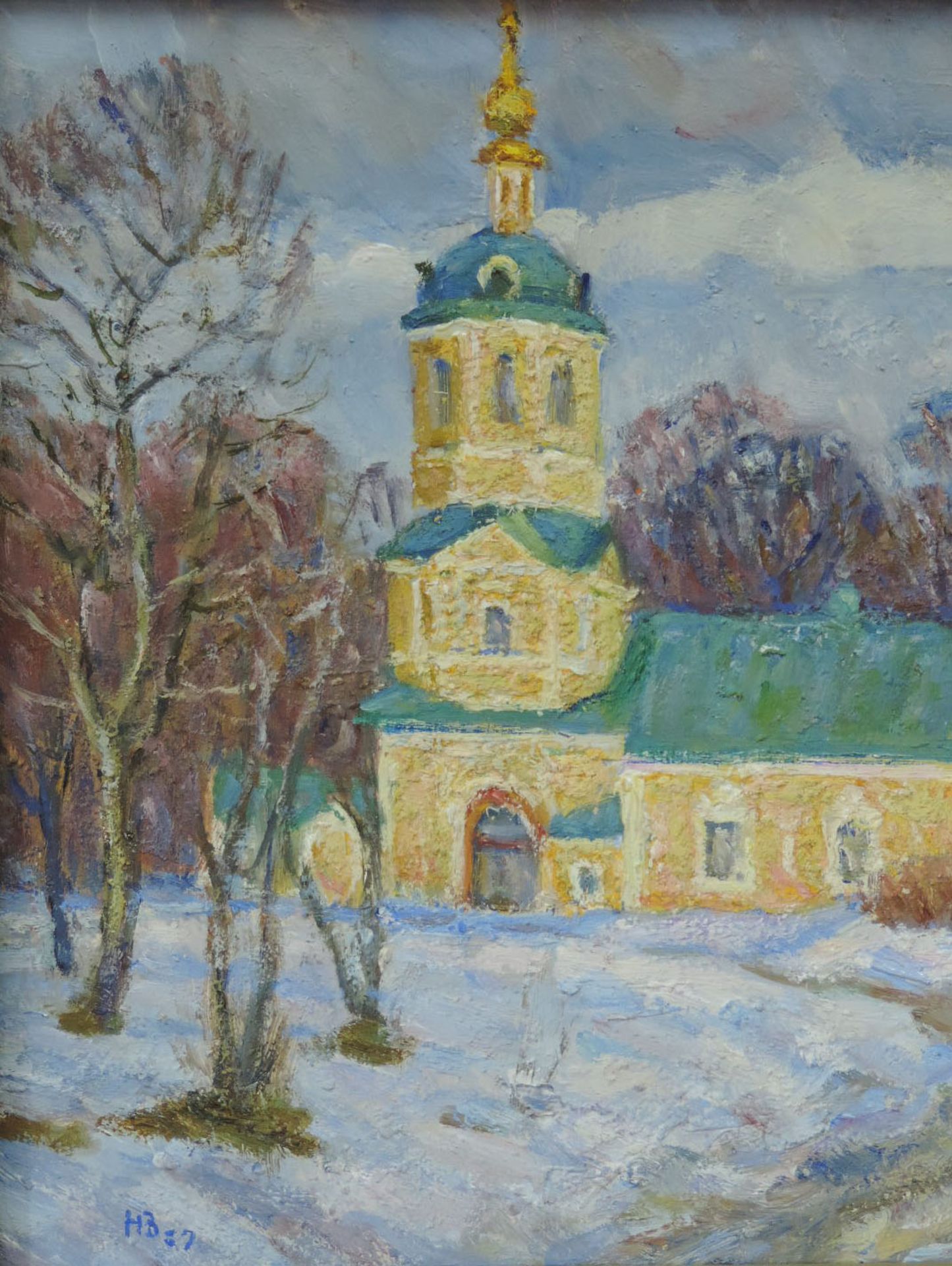 Russland (XX). Kirche der Geburt Christi in Izmailovo bei Moskau, 1989.30 cm x 40 cm. Gemälde, Öl - Bild 4 aus 9