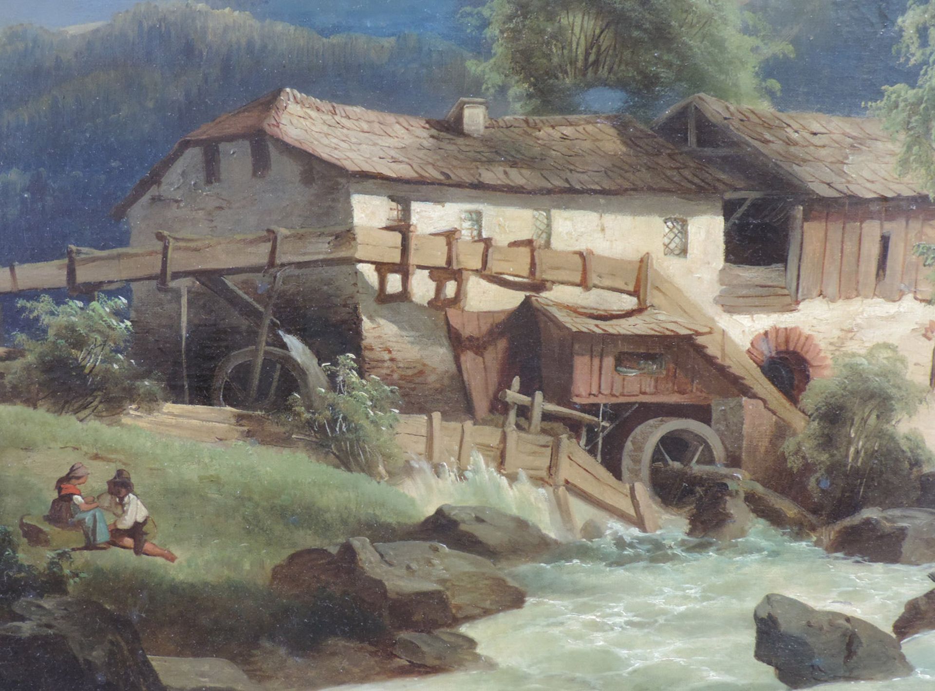Josef THOMA (1828 - 1899). Mühle in den Alpen, 1862.90 cm x 133 cm. Gemälde, Öl auf Leinwand. Rechts - Bild 4 aus 9