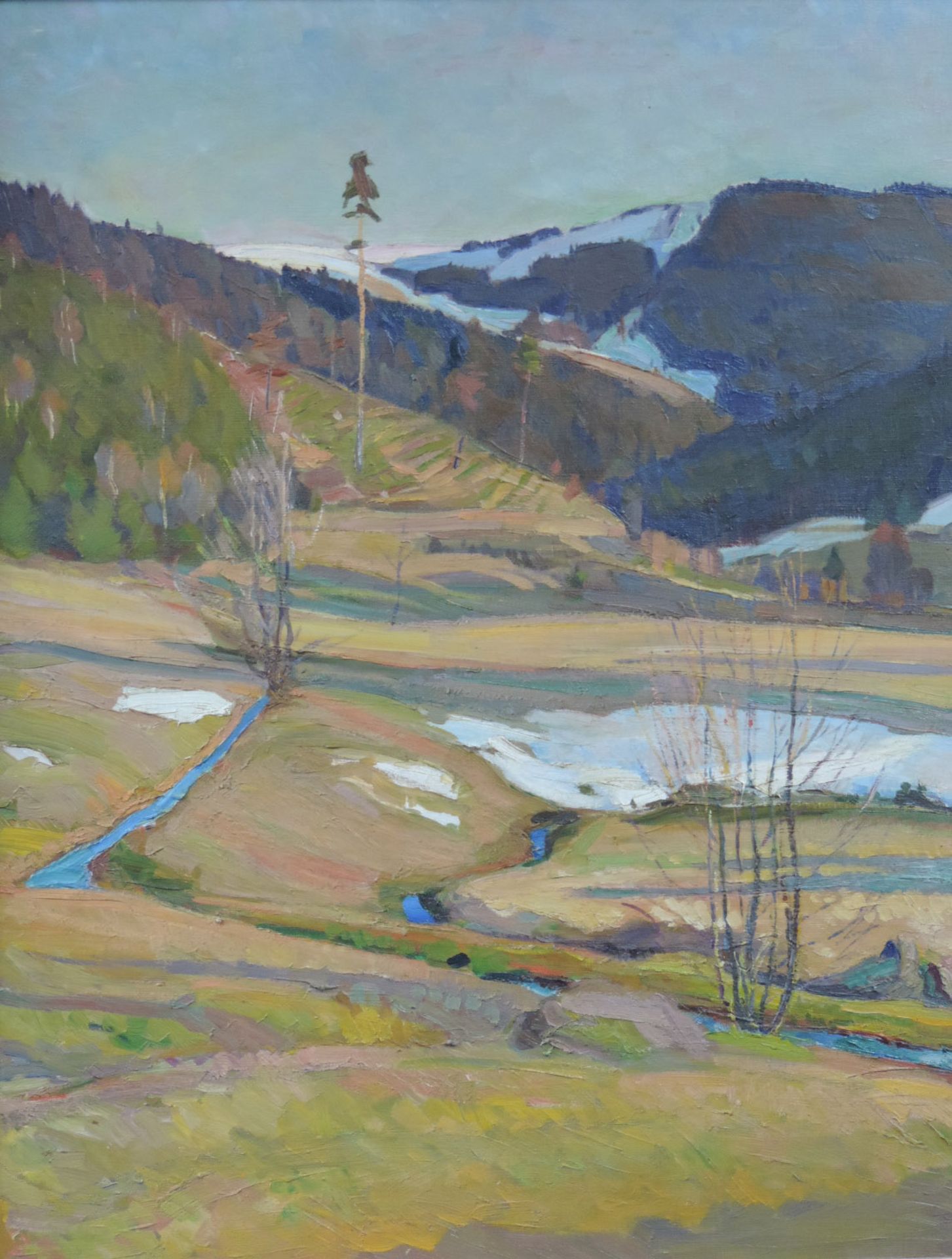 Undeutlich signiert (XX). Frühling im Gebirge, Quellgebiet. Expressionist, 1927.78 cm x 95 cm. - Bild 4 aus 7