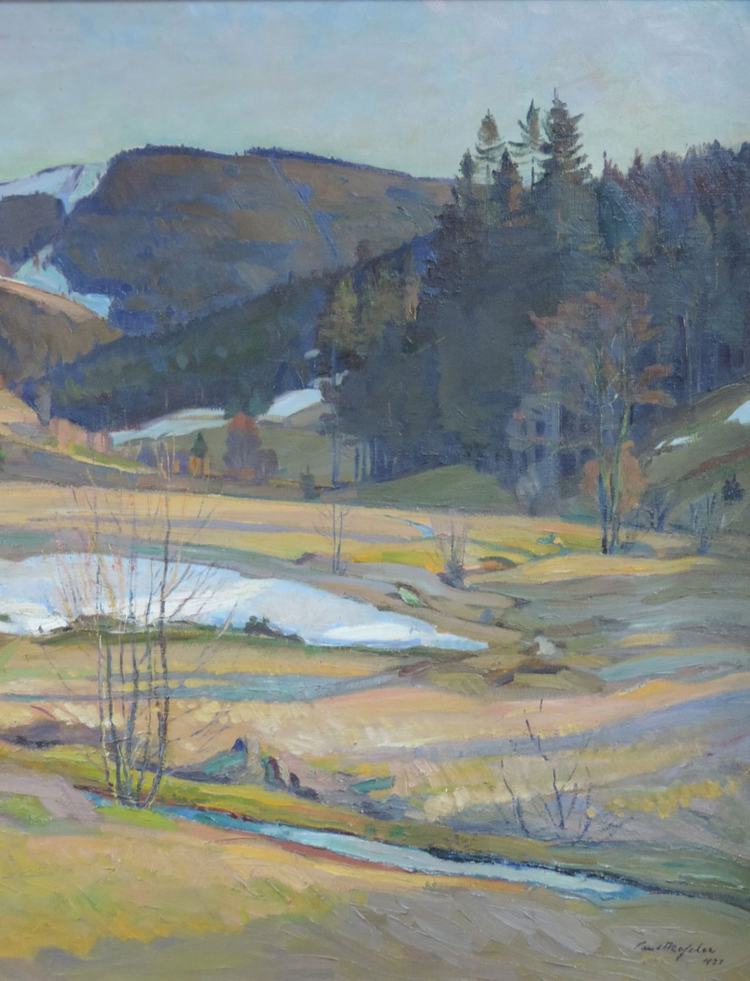 Undeutlich signiert (XX). Frühling im Gebirge, Quellgebiet. Expressionist, 1927.78 cm x 95 cm. - Bild 3 aus 7