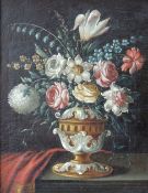 Italien (XVII - XVIII). Blumenstillleben, um 1700.42 cm x 32 cm. Gemälde, Öl auf Leinwand, auf