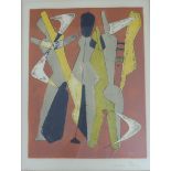 MAN RAY (1890 - 1976). Promenade (1965).33 cm x 25 cm der Ausschnitt. Farblithografie. Unten
