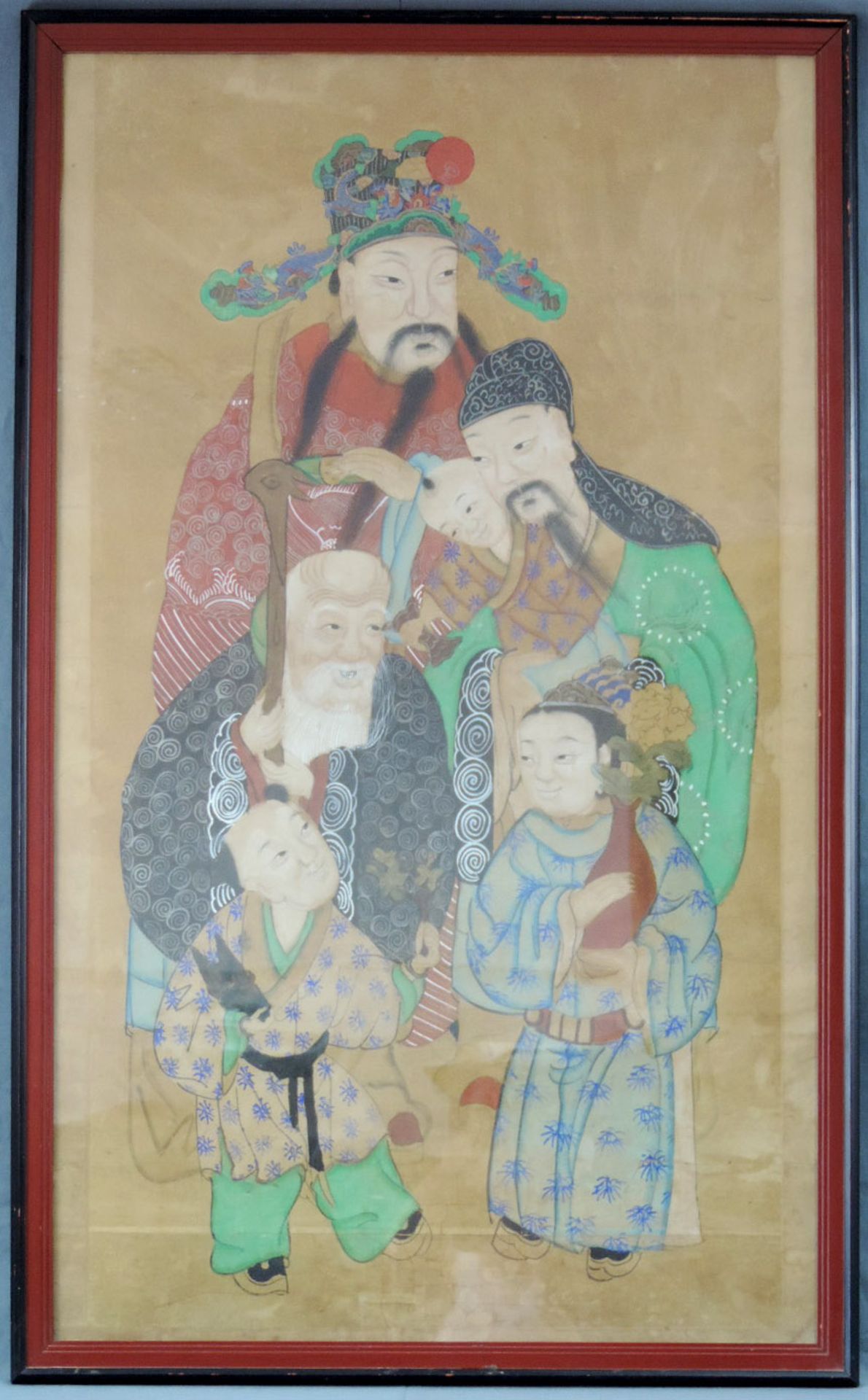Aquarell mit verschiedenen Göttern und historischen Figuren, China/Japan.116 cm x 69 cm. Gemalt, - Bild 3 aus 6
