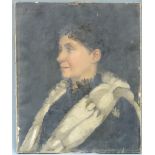 J. OTTO (XIX). Halbportrait einer feinen Dame mit Pelzstola, 1892.56 cm  x 46 cm. Gemälde, Öl auf