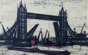 Bernard BUFFET (1928 - 1999). Le Tower Bridge à Londres (1960).47 cm x 75 cm. Lithographie. Mitte