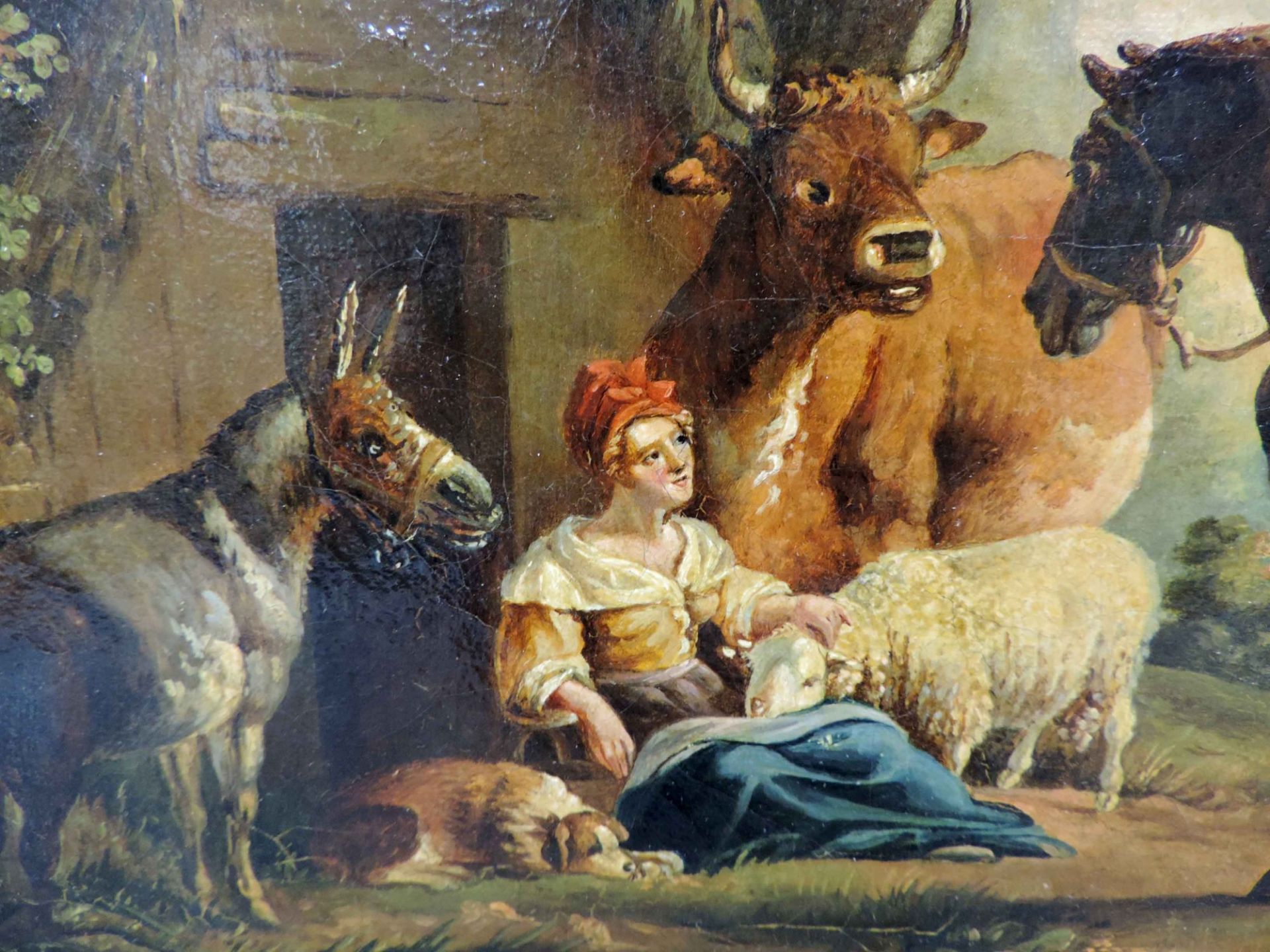 Niederländische Schule (XIX). Hirtin im Gespräch mit einem Reiter  1827.49 cm x 60 cm. Gemälde, Öl - Bild 3 aus 6