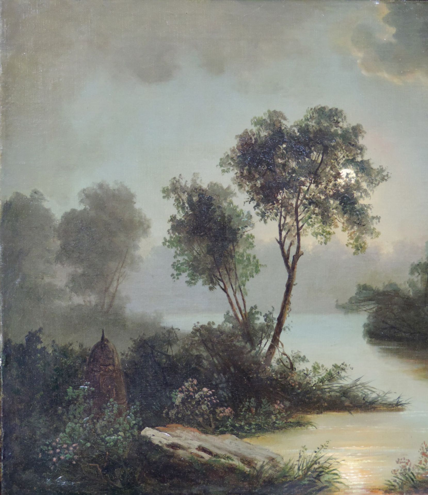 B. KREUTZER (XIX). Nächtliche Bootsfahrt.47 cm x 66 cm. Gemälde, Öl auf Leinwand. Unten rechts - Bild 4 aus 7